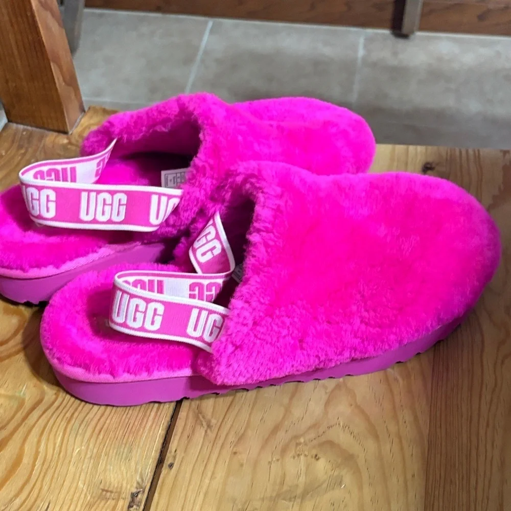 UGG Vibrant Pink Fuzzy Slippers